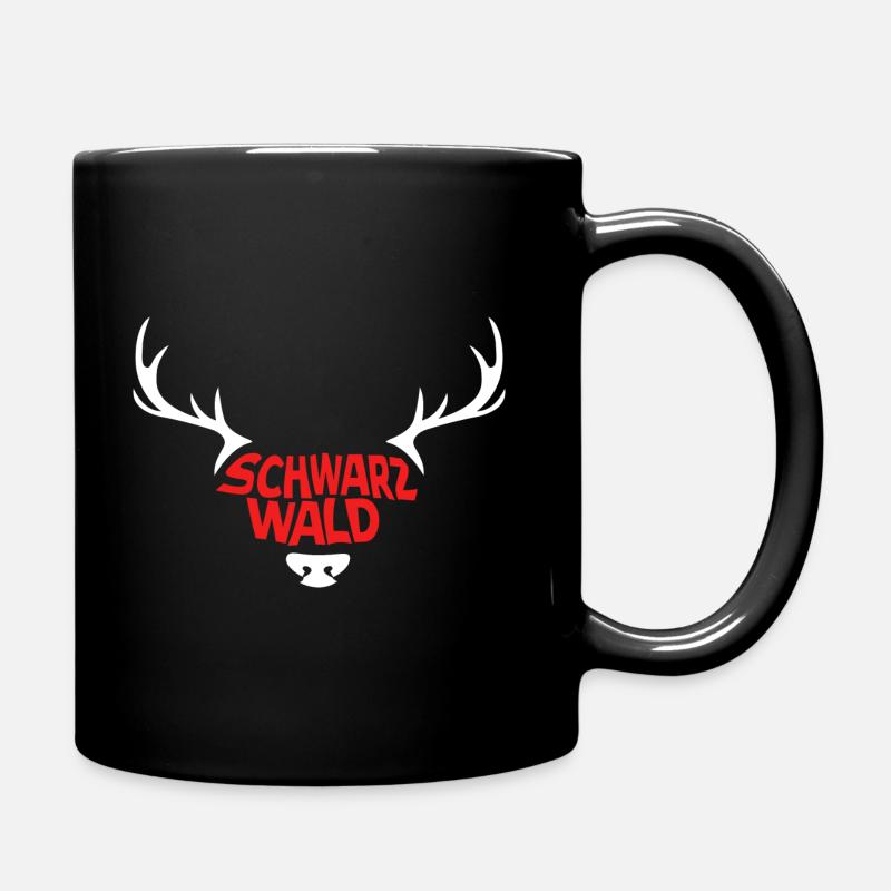 Hirsch Geweih Design für Schwarzwald Fans - Tasse einfarbig - Schwarz