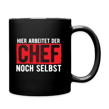 Chef Geschenk Spruch - Tasse einfarbig - Schwarz - Rechts