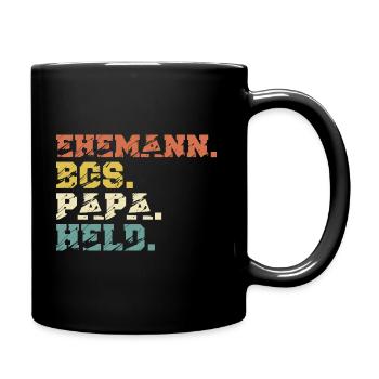 BGS Hund Papa Spruch Retro Lustig - Tasse einfarbig - Schwarz - Rechts