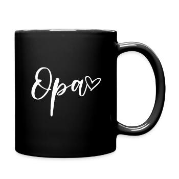 Opa Herz - Geschenk Enkel Liebe - Tasse einfarbig - Schwarz - Rechts