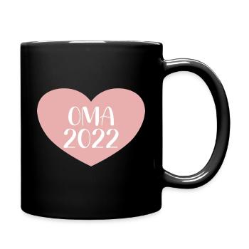 Oma 2022 Herz - Tasse einfarbig - Schwarz - Rechts