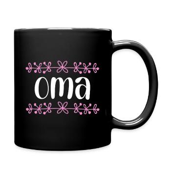 Oma Blüten Verzierung - Tasse einfarbig - Schwarz - Rechts