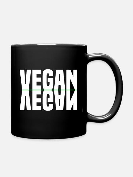 Vegan Gespiegelt - Tasse einfarbig - Schwarz