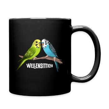 Wellensittich - Tasse einfarbig - Schwarz - Rechts