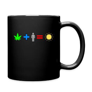 Kiffen macht Glücklich - Cannabis Symbole bunt - Tasse einfarbig - Schwarz - Rechts