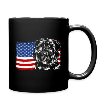 BELGISCHER ZWERGGRIFFON Amerika Fahne Wilsigns - Tasse einfarbig - Schwarz - Rechts
