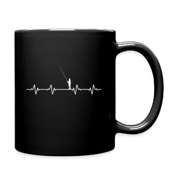 Angel Heartbeat Fishing Angler Fishing Rod Pulse - Full Colour Mug - black - Right