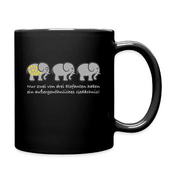 Elefant Gedächnis Spruch lustig - Tasse einfarbig - Schwarz - Rechts
