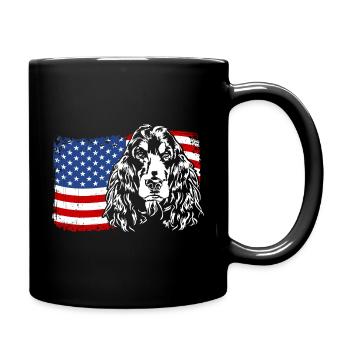 Cocker Spaniel Amerika Fahne Hunde Wilsigns - Tasse einfarbig - Schwarz - Rechts