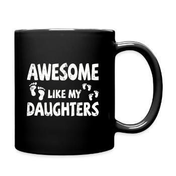 Génial comme mes 2 filles avec des empreintes de pas - Mug uni - noir - Droite