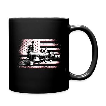 Conducteur de train, locomotive américaine, drapeau des États-Unis - Mug uni - noir - Droite