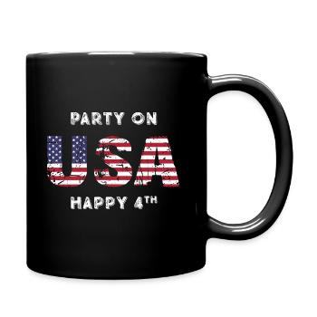 Patriotic Fourth of July Distressed T-Shirt - Full Colour Mug - black - Right
