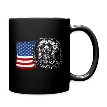 Havanese America Flag Dog Dogs Wilsigns - Full Colour Mug - black - Right