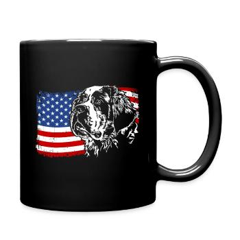 St. Bernard Amérique Flag Chien Chiens Wilsigns - Mug uni - noir - Droite