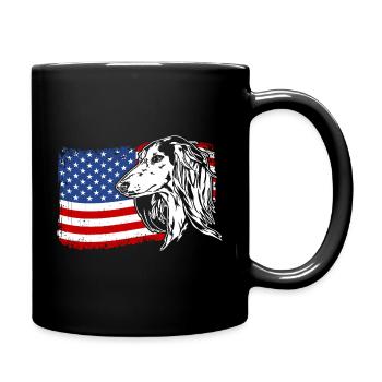 Saluki America Flag Dog Dogs Wilsigns - Full Colour Mug - black - Right