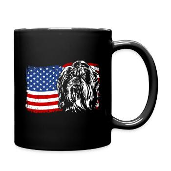Shih Tzu Amérique Flag Chien Chiens Wilsigns - Mug uni - noir - Droite