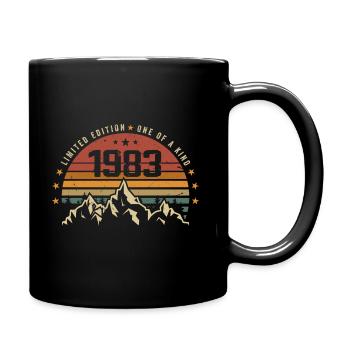 Jahrgang 1983 - Vintage Geburtstagsgeschenk 1983 - Tasse einfarbig - Schwarz - Rechts