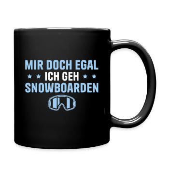 Snowboarden Wintersport Snowboarder - Tasse einfarbig - Schwarz - Rechts