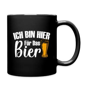 Ich bin hier für das Bier, Humor, Spaß, Fun, - Tasse einfarbig - Schwarz - Rechts