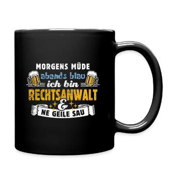 Morgens müde abends blau - Rechtsanwalt - Tasse einfarbig - Schwarz - Rechts