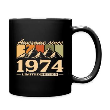 Geburtsjahr 1974 geboren Berge Geburtstag - Tasse einfarbig - Schwarz - Rechts