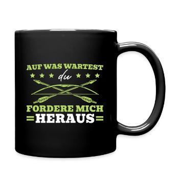 Bogensport Forder mir heraus Bogenschießen - Tasse einfarbig - Schwarz - Rechts