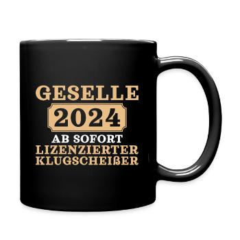 Ausbildung bestanden 2024 Geselle - Tasse einfarbig - Schwarz - Rechts