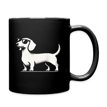 Dachshund with Sunglasses Dachshund Silhouette Dog - Full Colour Mug - black - Right