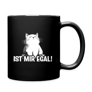 Ist mir egal Katze - Tasse einfarbig - Schwarz - Rechts