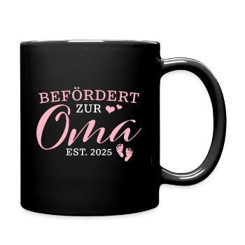Befördert zur Oma est. 2025 - Tasse einfarbig - Schwarz - Rechts