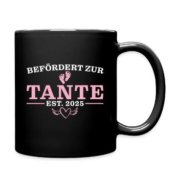 Frischgebackene Tante 2025 Babyparty - Tasse einfarbig - Schwarz - Rechts