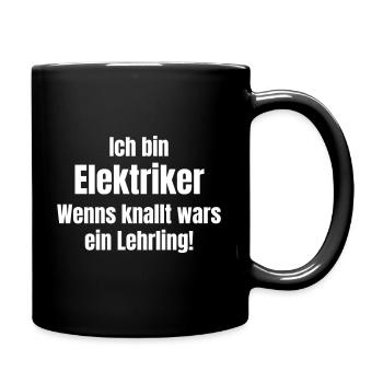 Elektriker - Tasse einfarbig - Schwarz - Rechts