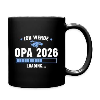 Opa 2026 Werdender Großvater - Tasse einfarbig - Schwarz - Rechts