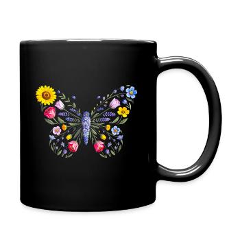 Women's Floral Butterfly Silhouette - Full Colour Mug - black - Right