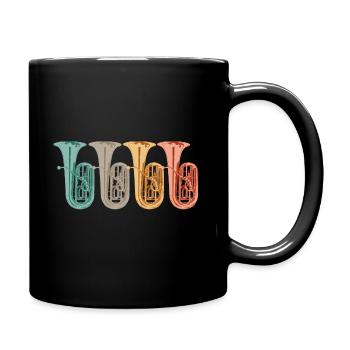 tuba retro farben tubist - Tasse einfarbig - Schwarz - Rechts