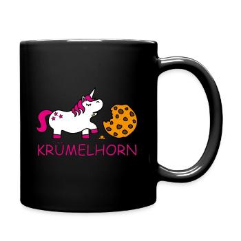 Einhorn, Unicorn "Krümelhorn" - Tasse einfarbig - Schwarz - Rechts