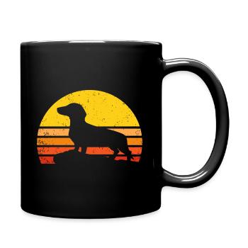 Dachshund vintage retro - Full Colour Mug - black - Right