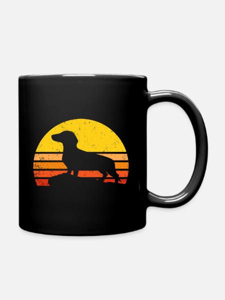 Dachshund vintage retro - Full Colour Mug - black