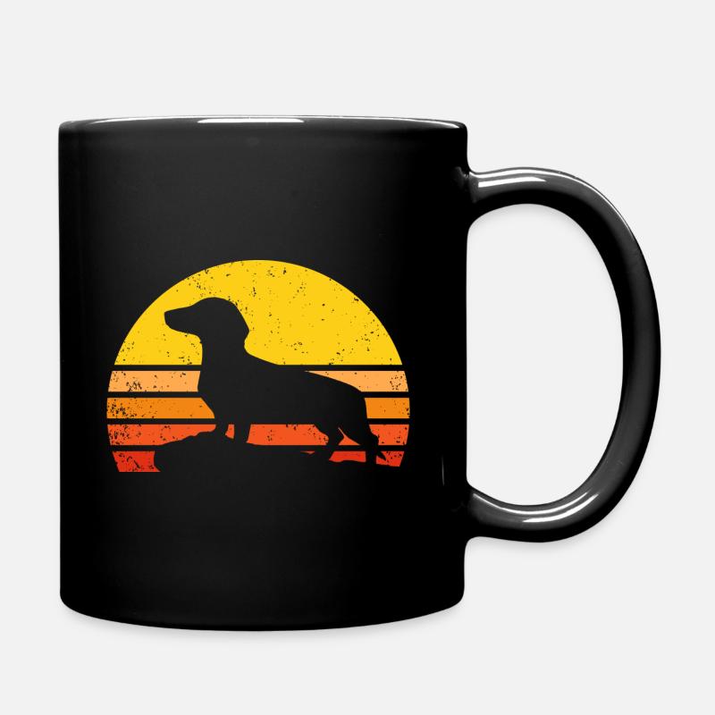 Dackel Vintage Retro - Tasse einfarbig - Schwarz