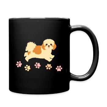 Empreintes Shih Tzu et pattes - Mug uni - noir - Droite