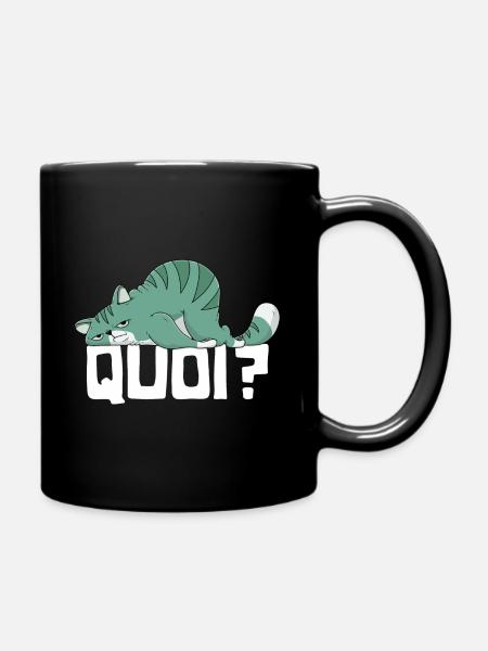 Chat Quoi Cadeau Humour Chat Chaton Femme Fille - Mug uni - noir