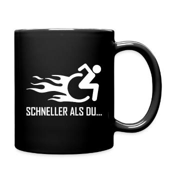 Behinderung Rolli Rollstuhl Handicap Humor - Tasse einfarbig - Schwarz - Rechts