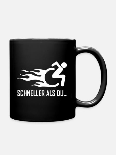 Behinderung Rolli Rollstuhl Handicap Humor - Tasse einfarbig - Schwarz