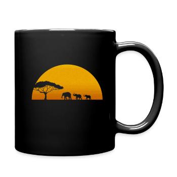 Elefanten, Elefanten in Sahara - Tasse einfarbig - Schwarz - Rechts