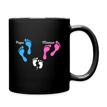 Papa maman bébé annonce grossesse naissance - Mug uni - noir - Droite