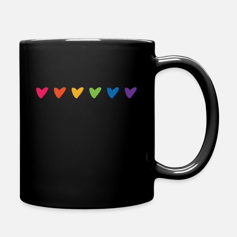 LGBT Regenbogen Herzen - Tasse einfarbig - Schwarz