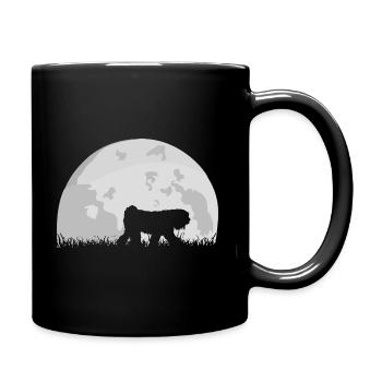 Tibet Terrier Vollmond - Tasse einfarbig - Schwarz - Rechts