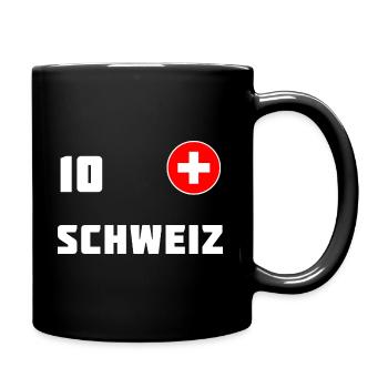 Schweiz Fussball Fan 2021 Suisse - Tasse einfarbig - Schwarz - Rechts