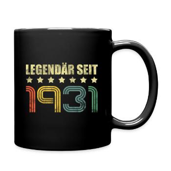 91. Geburtstag Jahrgang 1931 Vintage - Tasse einfarbig - Schwarz - Rechts