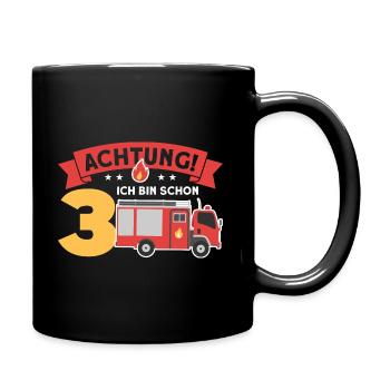 Junge 3 Jahre 3. Geburtstag - Tasse einfarbig - Schwarz - Rechts